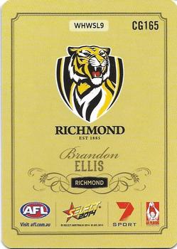 2014 Select AFL Champions - Gold #CG165 Brandon Ellis Back